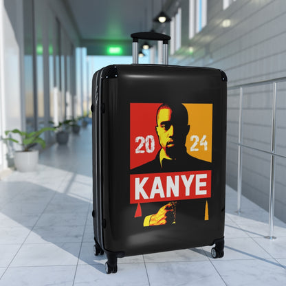 Getrott Kanye West for President 2024 Black Red Yellow Cabin Suitcase Extended Storage Adjustable Telescopic Handle Double wheeled Polycarbonate Hard-shell Built-in Lock-Bags-Geotrott