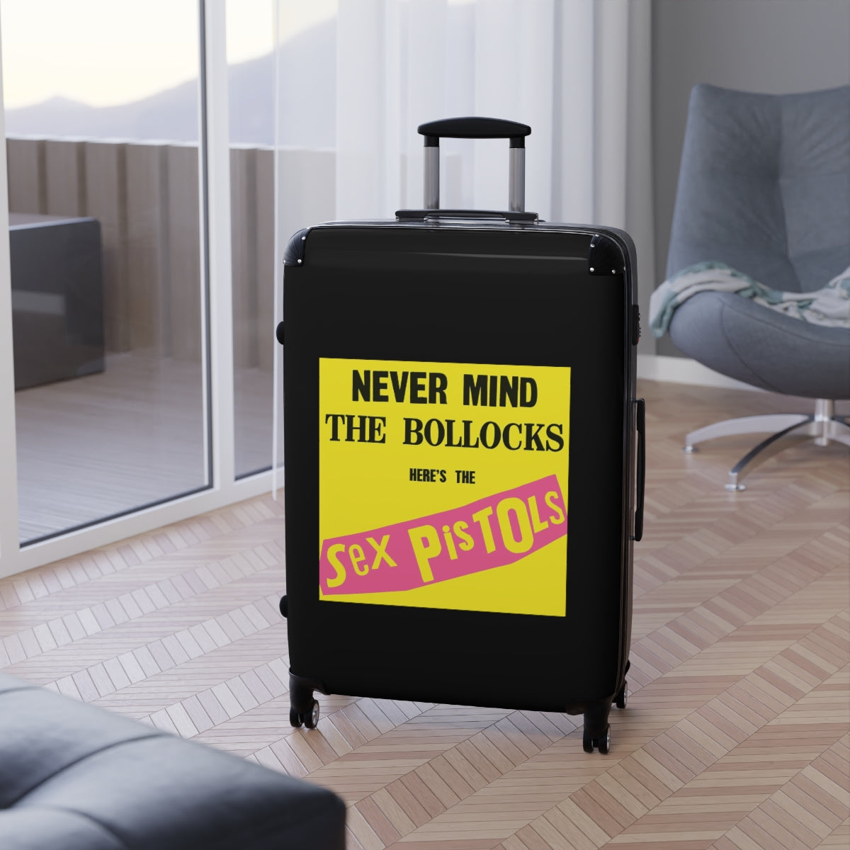 Getrott Sex Pistols Never Mind the Bollocks 1977 Black Cabin Suitcase Extended Storage Adjustable Telescopic Handle Double wheeled Polycarbonate Hard-shell Built-in Lock-Bags-Geotrott