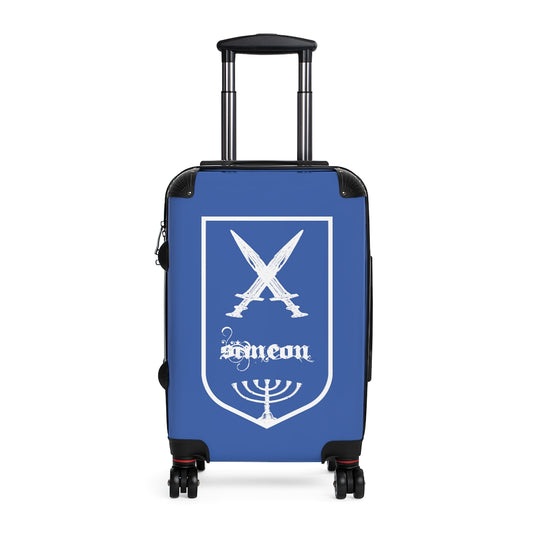 Getrott Tribes of Israel Simeon Blue Cabin Suitcase Inner Pockets Extended Storage Adjustable Telescopic Handle Inner Pockets Double wheeled Polycarbonate Hard-shell Built-in Lock