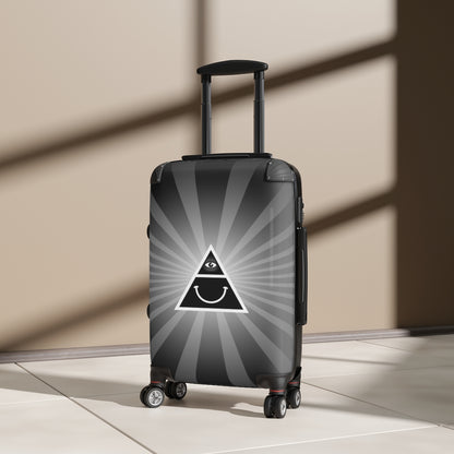 Getrott Illuminati Triangle Happy Face Black Cabin Suitcase Extended Storage Adjustable Telescopic Handle Double wheeled Polycarbonate Hard-shell Built-in Lock-Bags-Geotrott