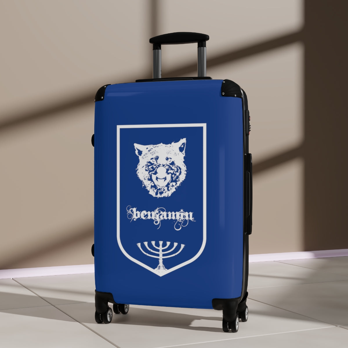 Getrott Tribes of Israel Benjamin Blue Cabin Suitcase Extended Storage Adjustable Telescopic Handle Double wheeled Polycarbonate Hard-shell Built-in Lock-Bags-Geotrott