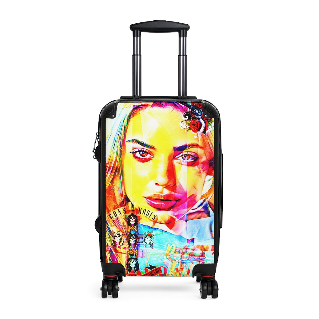 Getrott Ava Face Graffiti Art Cabin Suitcase Inner Pockets Extended Storage Adjustable Telescopic Handle Inner Pockets Double wheeled Polycarbonate Hard-shell Built-in Lock
