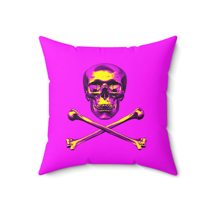 Geotrott Pink Skull & Bones Spun Polyester Square Pillow-Home Decor-Geotrott