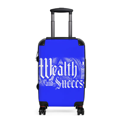 Getrott Blue Wealth And Success Mesage Blue Cabin Suitcase Extended Storage Adjustable Telescopic Handle Double wheeled Polycarbonate Hard-shell Built-in Lock-Bags-Geotrott