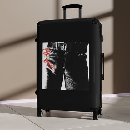 Getrott The Rolling Stones Sticky Fingers 1971 Black Cabin Suitcase Extended Storage Adjustable Telescopic Handle Double wheeled Polycarbonate Hard-shell Built-in Lock-Bags-Geotrott