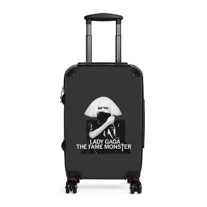 Getrott Lady Gaga The Fame Monster Black Cabin Suitcase Extended Storage Adjustable Telescopic Handle Double wheeled Polycarbonate Hard-shell Built-in Lock-Bags-Geotrott