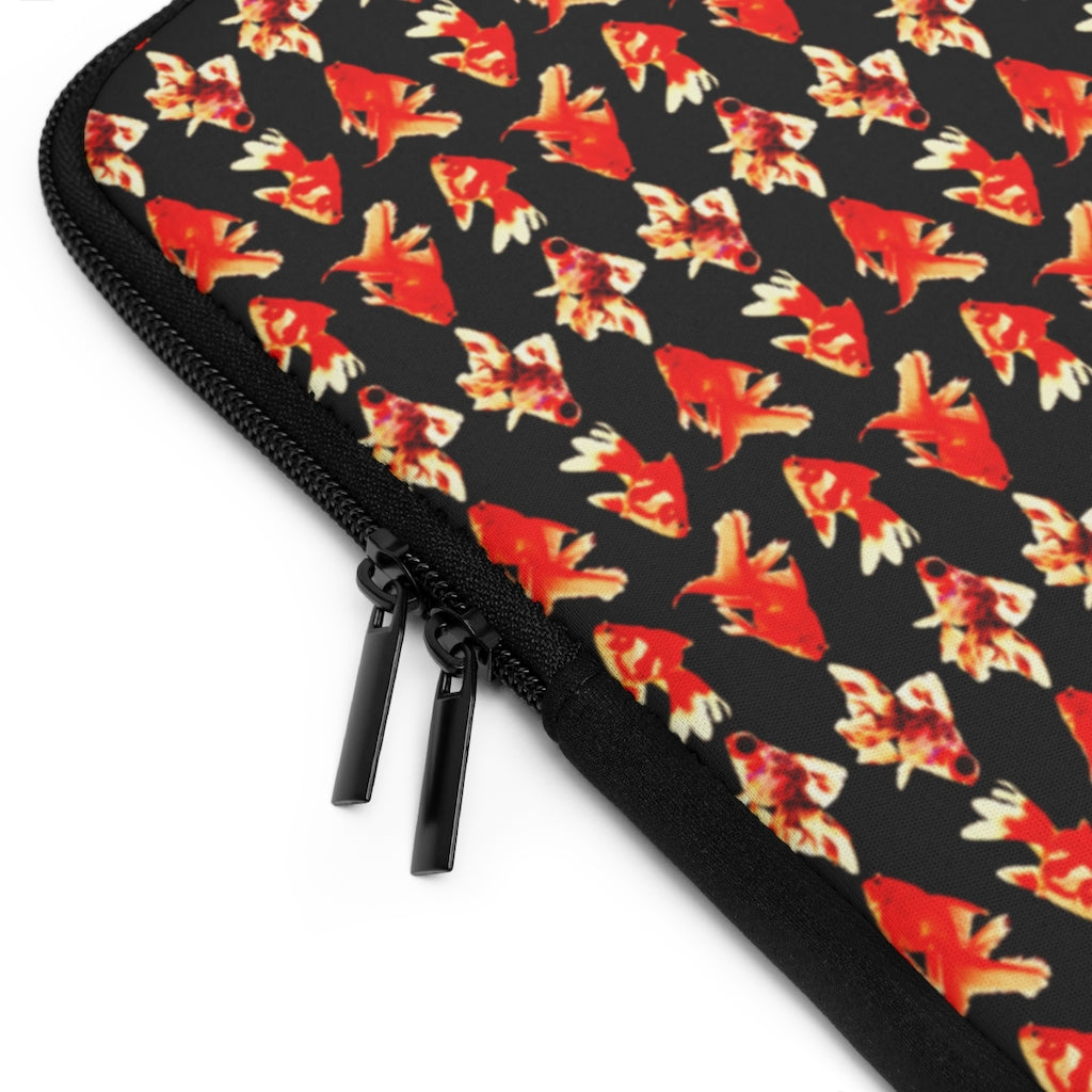 Getrott Red Goldfish Pattern Black Laptop Sleeve