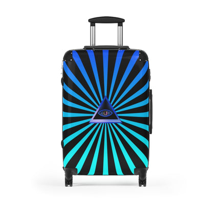 Getrott Triangle Eye Illuminati Blue Esoteric Cabin Suitcase Extended Storage Adjustable Telescopic Handle Double wheeled Polycarbonate Hard-shell Built-in Lock-Bags-Geotrott