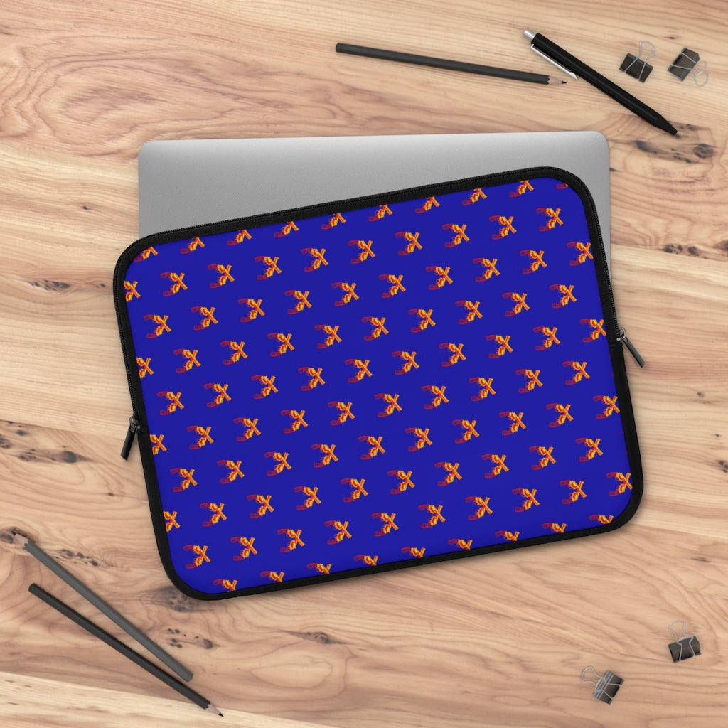 Getrott Orange Magnum Guns Pattern Blue Laptop Sleeve