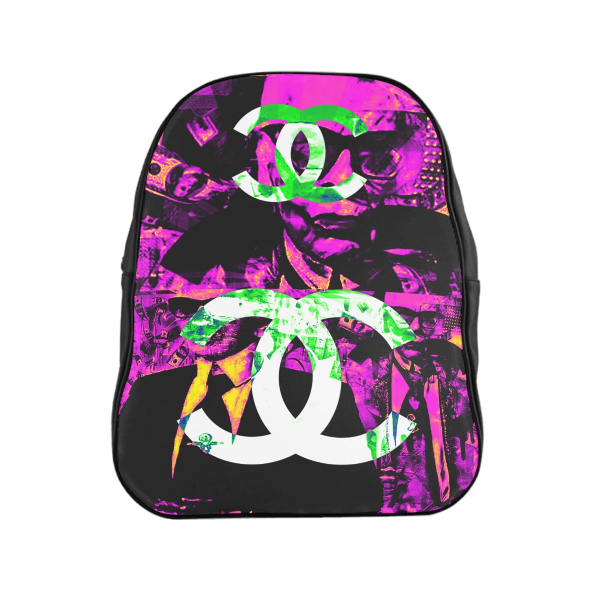 Getrott Inspired by C h a n e l Graffiti Pink School Backpack Carry-On Travel Check Luggage 4-Wheel Spinner Suitcase Bag Multiple Colors and Sizes