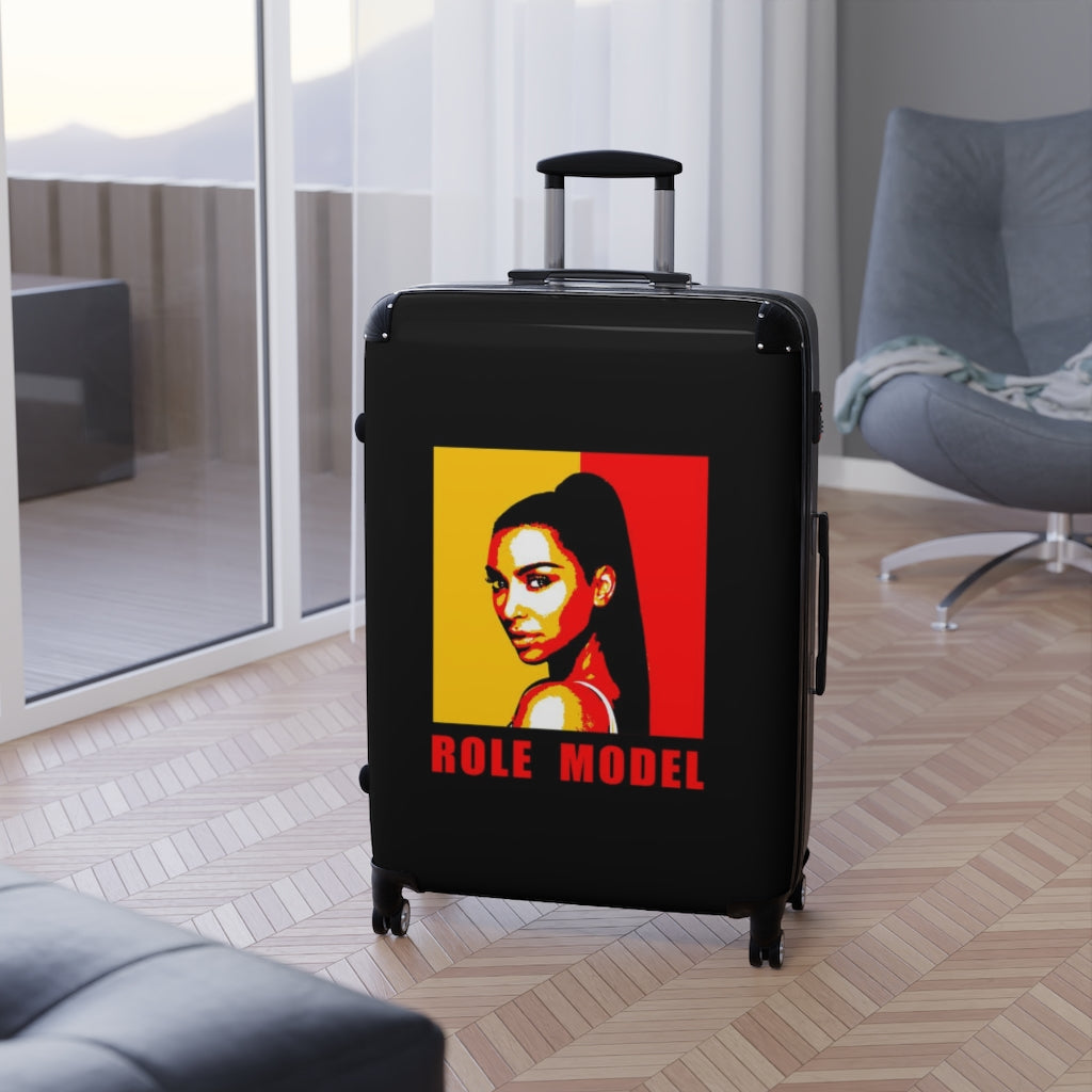 Getrott Kim Kardashian Role Model Black, Red, Yellow Cabin Suitcase Inner Pockets Extended Storage Adjustable Telescopic Handle Inner Pockets Double wheeled Polycarbonate Hard-shell Built-in Lock