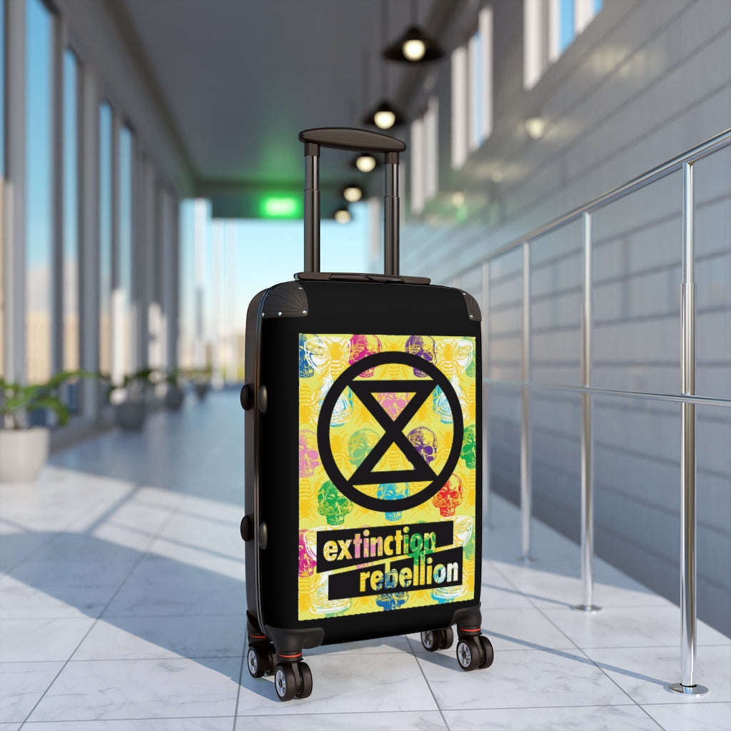Getrott Extintion Rebellion Poster Black Cabin Suitcase Inner Pockets Extended Storage Adjustable Telescopic Handle Inner Pockets Double wheeled Polycarbonate Hard-shell Built-in Lock