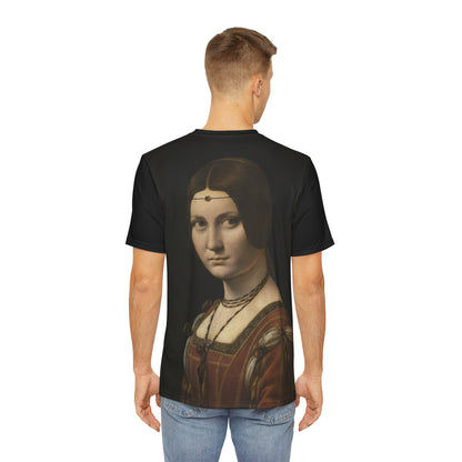 La Belle Ferronnière Painting by Leonardo da Vinci Classic Art Men's Polyester Tee (AOP)-All Over Prints-Geotrott