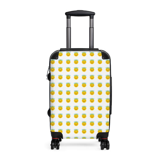 Getrott Emojis Smiling Face with Halo Cabin Suitcase Inner Pockets Extended Storage Adjustable Telescopic Handle Inner Pockets Double wheeled Polycarbonate Hard-shell Built-in Lock