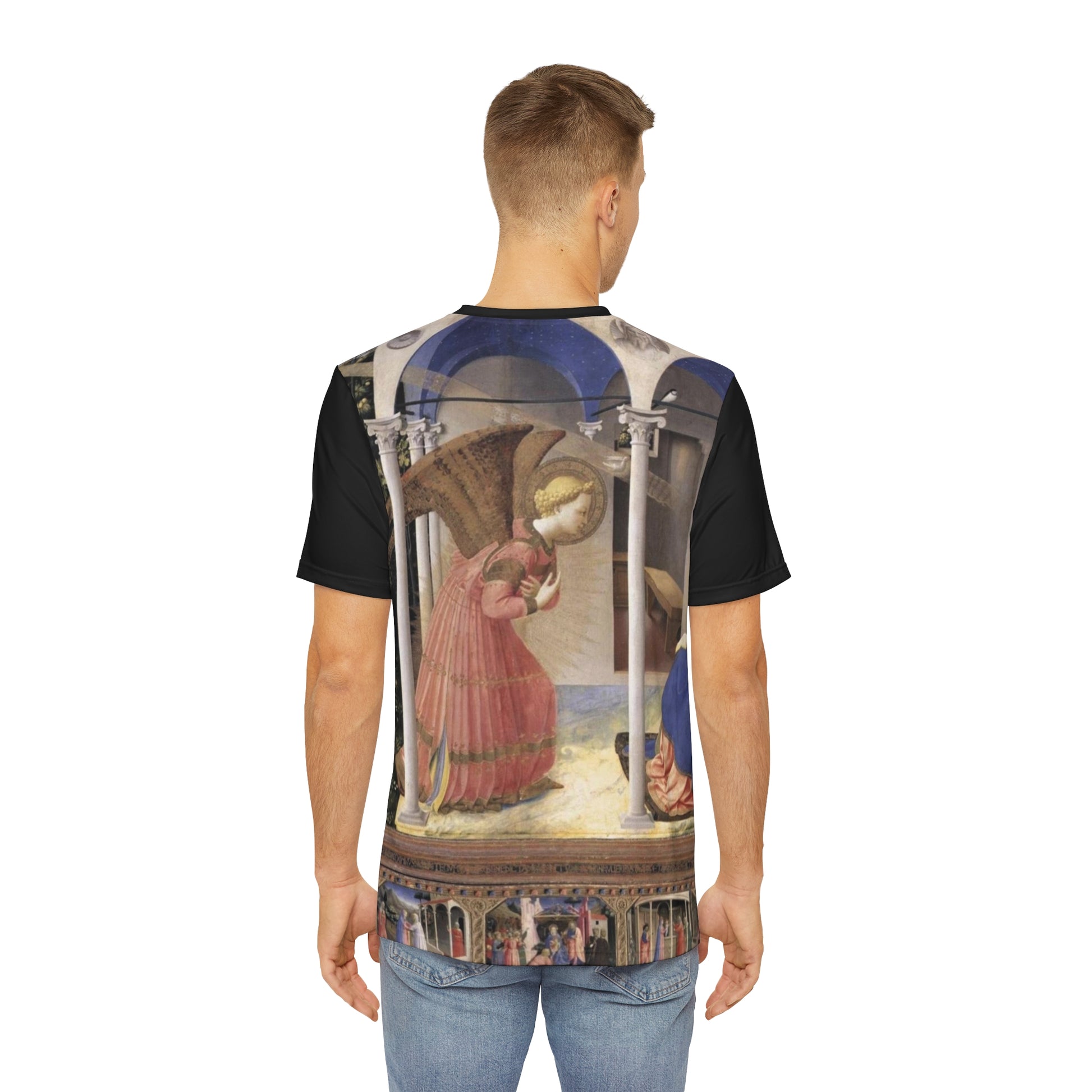 Leonardo da Vinci Annunciazione Classic Art Men's Polyester Tee (AOP)-All Over Prints-Geotrott