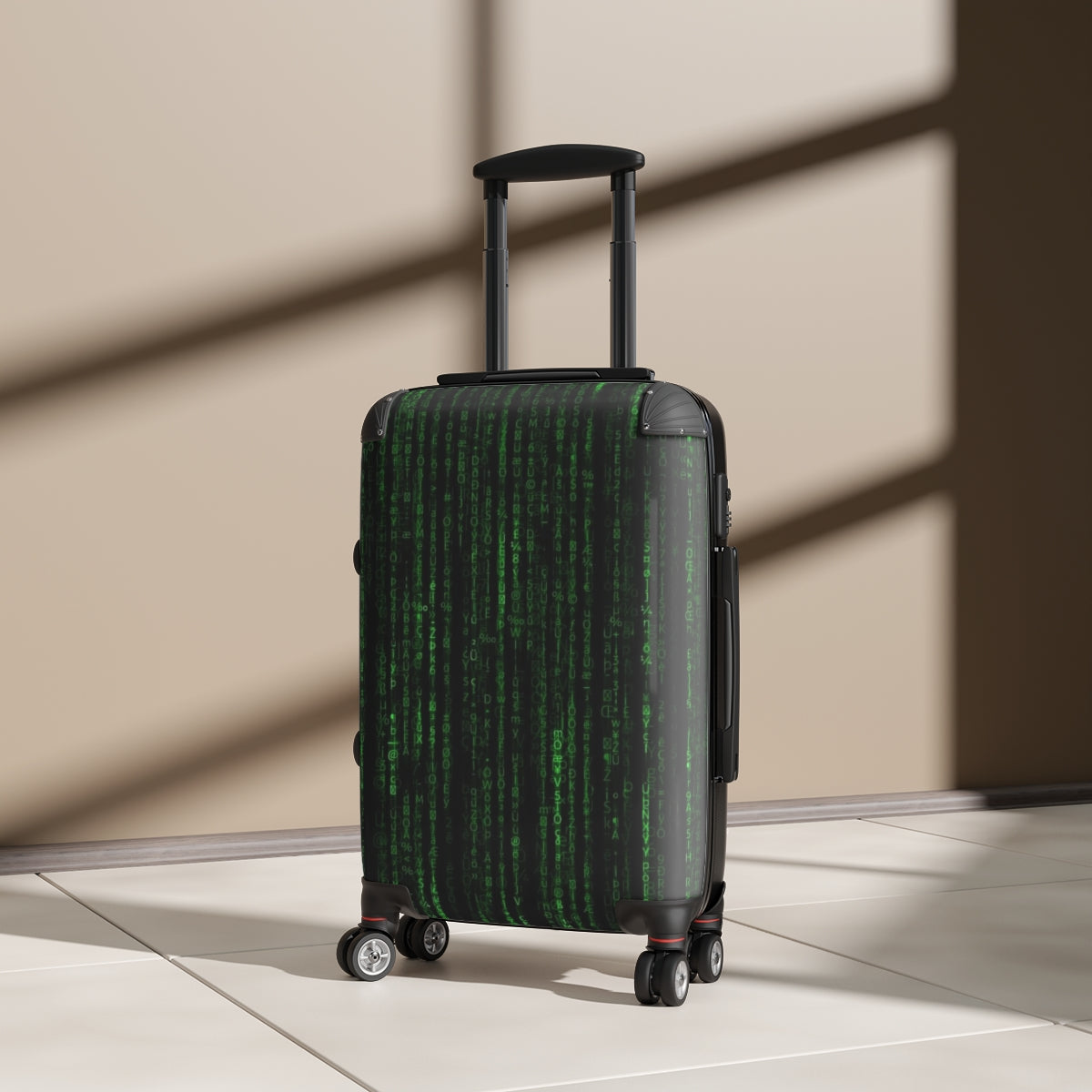 Getrott The Matrix Reloaded Resurrections Revolutions Trilogy Matrixmovies Glitch in the Matrix Animatrix Keanu Reeves World Classic Poster Black Cabin Suitcase Carry-On Travel Check Luggage 4-Wheel Spinner Suitcase Bag Multiple Colors and Sizes-Bags-Geotrott