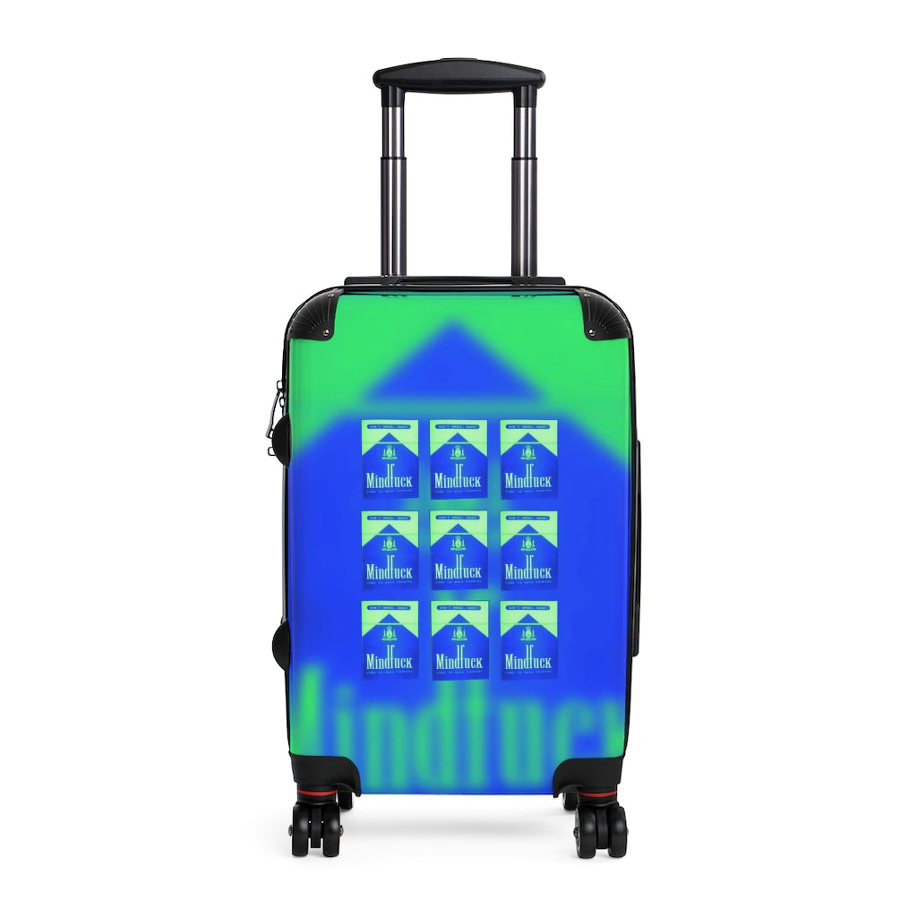 Getrott Dont Smoke Rave MindFuck Come to Nasa Country Nightclub Flyer Grid Blue Cabin Suitcase Inner Pockets Extended Storage Adjustable Telescopic Handle Inner Pockets Double wheeled Polycarbonate Hard-shell Built-in Lock