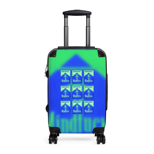 Getrott Dont Smoke Rave MindFuck Come to Nasa Country Nightclub Flyer Grid Blue Cabin Suitcase Extended Storage Adjustable Telescopic Handle Double wheeled Polycarbonate Hard-shell Built-in Lock-Bags-Geotrott