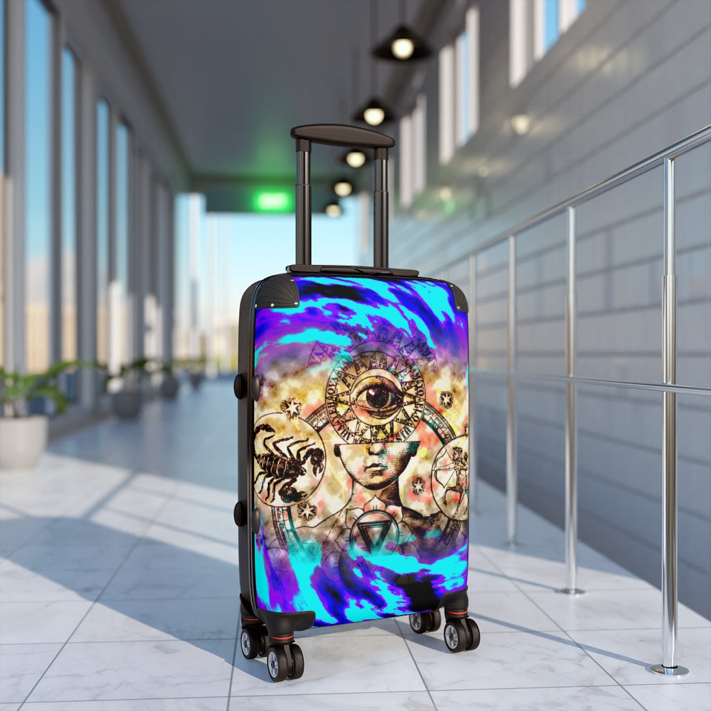 Getrott Scorpio Capricorn Purple Zodiac Signs Cabin Suitcase Inner Pockets Extended Storage Adjustable Telescopic Handle Inner Pockets Double wheeled Polycarbonate Hard-shell Built-in Lock