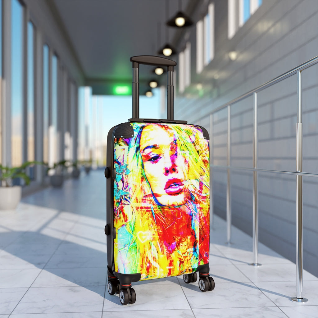 Getrott Emma Face Graffiti Art Cabin Suitcase Extended Storage Adjustable Telescopic Handle Double wheeled Polycarbonate Hard-shell Built-in Lock-Bags-Geotrott