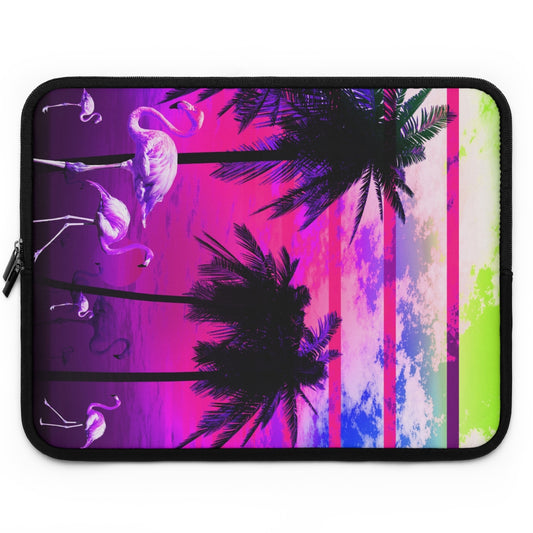 Getrott Pink Beach Sunset Flamingos Laptop Sleeve-Laptop Sleeve-Geotrott