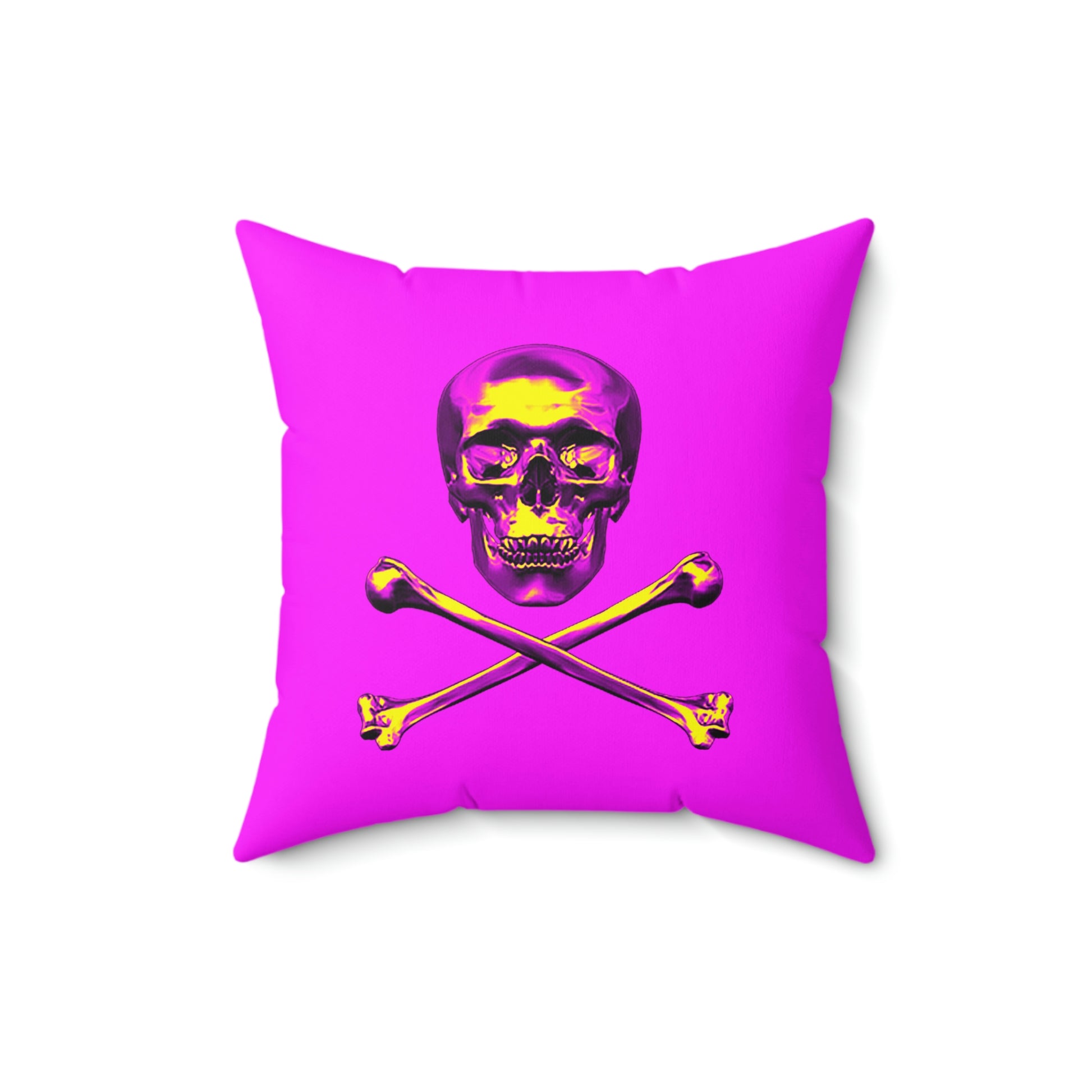 Geotrott Pink Skull & Bones Spun Polyester Square Pillow-Home Decor-Geotrott