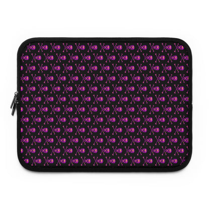 Getrott Pink Skull and Bones Pattern Black Laptop Sleeve-Laptop Sleeve-Geotrott