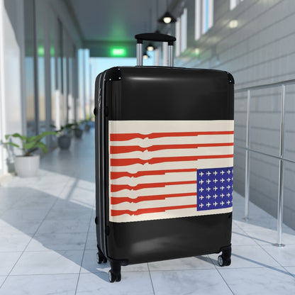 Getrott US Flag Guns for Stripes Planes for Stars 1970 World Classic Poster Black Cabin Suitcase Extended Storage Adjustable Telescopic Handle Double wheeled Polycarbonate Hard-shell Built-in Lock-Bags-Geotrott