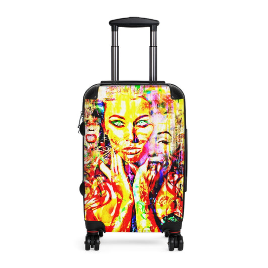 Getrott Amelia Face Graffiti Art Cabin Suitcase Extended Storage Adjustable Telescopic Handle Double wheeled Polycarbonate Hard-shell Built-in Lock-Bags-Geotrott