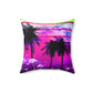 Geotrott Fantastic Pink Sunset with Palms and Flamingos Pink Spun Polyester Square Pillow