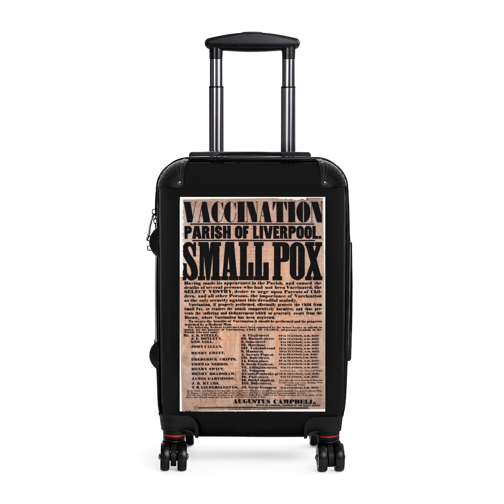 Getrott Vaccination Parish of Liverpool Small Pox World Classic Poster Black Cabin Suitcase Extended Storage Adjustable Telescopic Handle Double wheeled Polycarbonate Hard-shell Built-in Lock-Bags-Geotrott