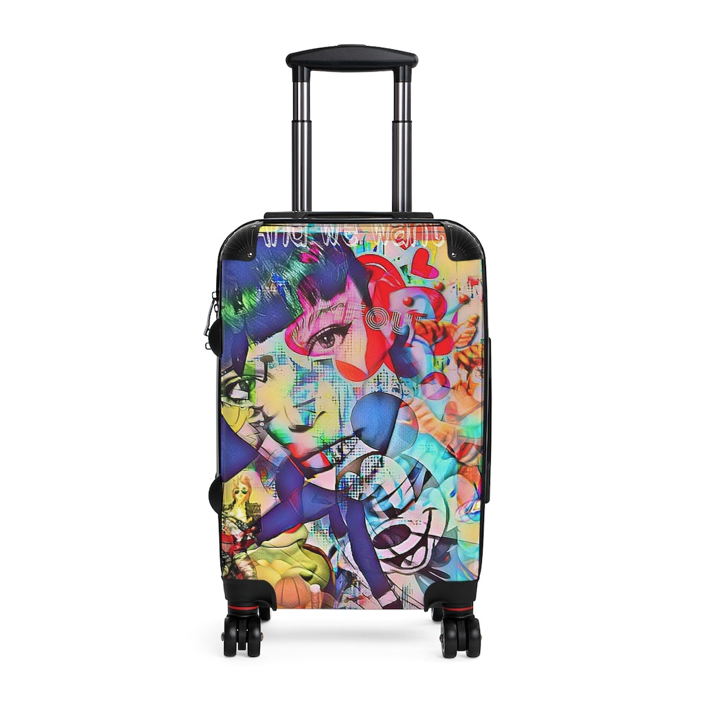 Getrott Cool Pop Star Graffiti Cabin Suitcase Extended Storage Adjustable Telescopic Handle Double wheeled Polycarbonate Hard-shell Built-in Lock-Bags-Geotrott