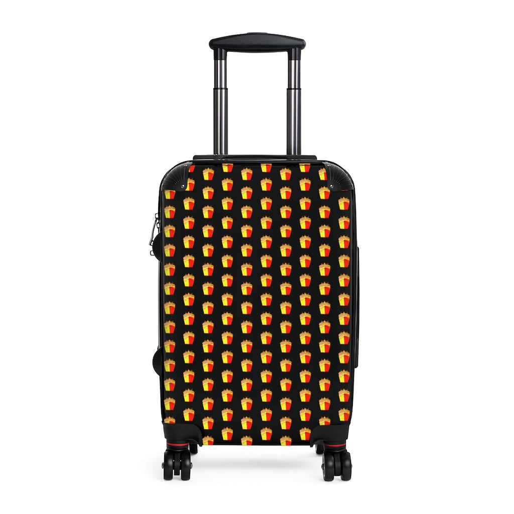 Getrott Cruise Ship Red Yellow Pattern Black Cabin Luggage Inner Pockets Extended Storage Adjustable Telescopic Handle Inner Pockets Double wheeled Polycarbonate Hard-shell Built-in Lock
