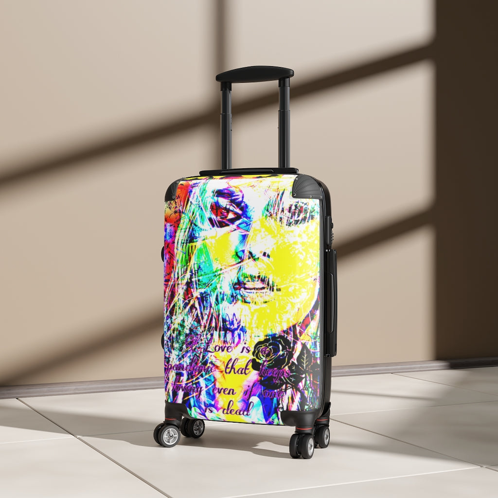 Getrott Ellie Face Graffiti Art Cabin Suitcase Inner Pockets Extended Storage Adjustable Telescopic Handle Inner Pockets Double wheeled Polycarbonate Hard-shell Built-in Lock