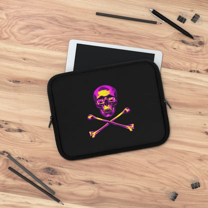 Getrott Pink Skull and Bones Black Laptop Sleeve-Laptop Sleeve-Geotrott