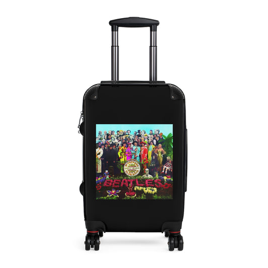 Getrott The Beatles Sgt Peppers Lonely Hearts Club Band 1967 Black Cabin Suitcase Inner Pockets Extended Storage Adjustable Telescopic Handle Inner Pockets Double wheeled Polycarbonate Hard-shell Built-in Lock
