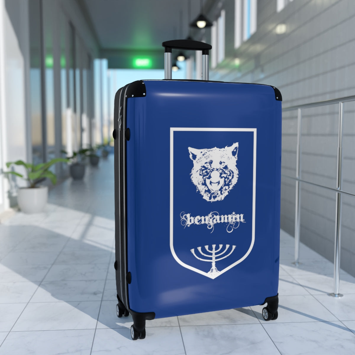 Getrott Tribes of Israel Benjamin Blue Cabin Suitcase Inner Pockets Extended Storage Adjustable Telescopic Handle Inner Pockets Double wheeled Polycarbonate Hard-shell Built-in Lock
