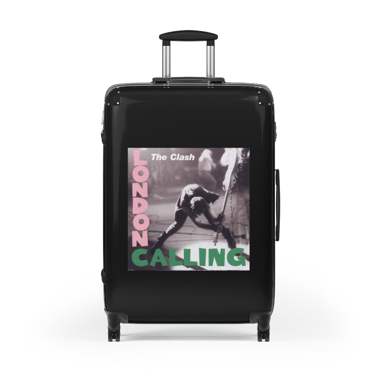 Getrott The Clash London Calling 1979 Black Cabin Suitcase Extended Storage Adjustable Telescopic Handle Double wheeled Polycarbonate Hard-shell Built-in Lock-Bags-Geotrott