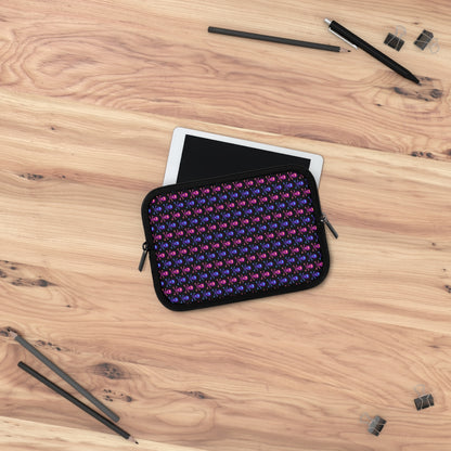 Getrott Pink Blue Skull and Bones Pattern Black Laptop Sleeve-Laptop Sleeve-Geotrott