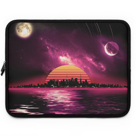 Getrott Space City Sunset Violet Black Laptop Sleeve-Laptop Sleeve-Geotrott