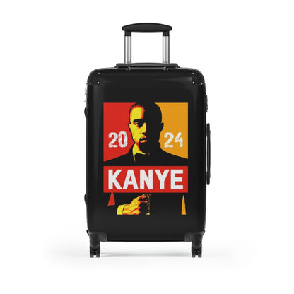 Getrott Kanye West for President 2024 Black Red Yellow Cabin Suitcase Extended Storage Adjustable Telescopic Handle Double wheeled Polycarbonate Hard-shell Built-in Lock-Bags-Geotrott