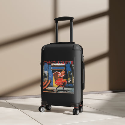 Getrott Cyndi Lauper Shes So Unusual 1983 Black Cabin Suitcase Extended Storage Adjustable Telescopic Handle Double wheeled Polycarbonate Hard-shell Built-in Lock-Bags-Geotrott