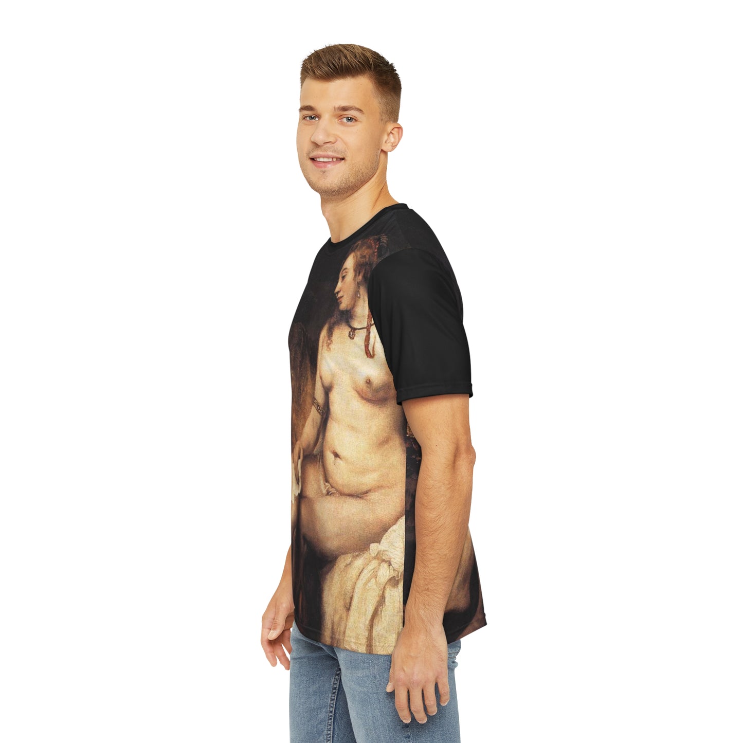 Bathsheba at Her Bath Painting by Rembrandt Classic Art Men's Polyester Tee (AOP)