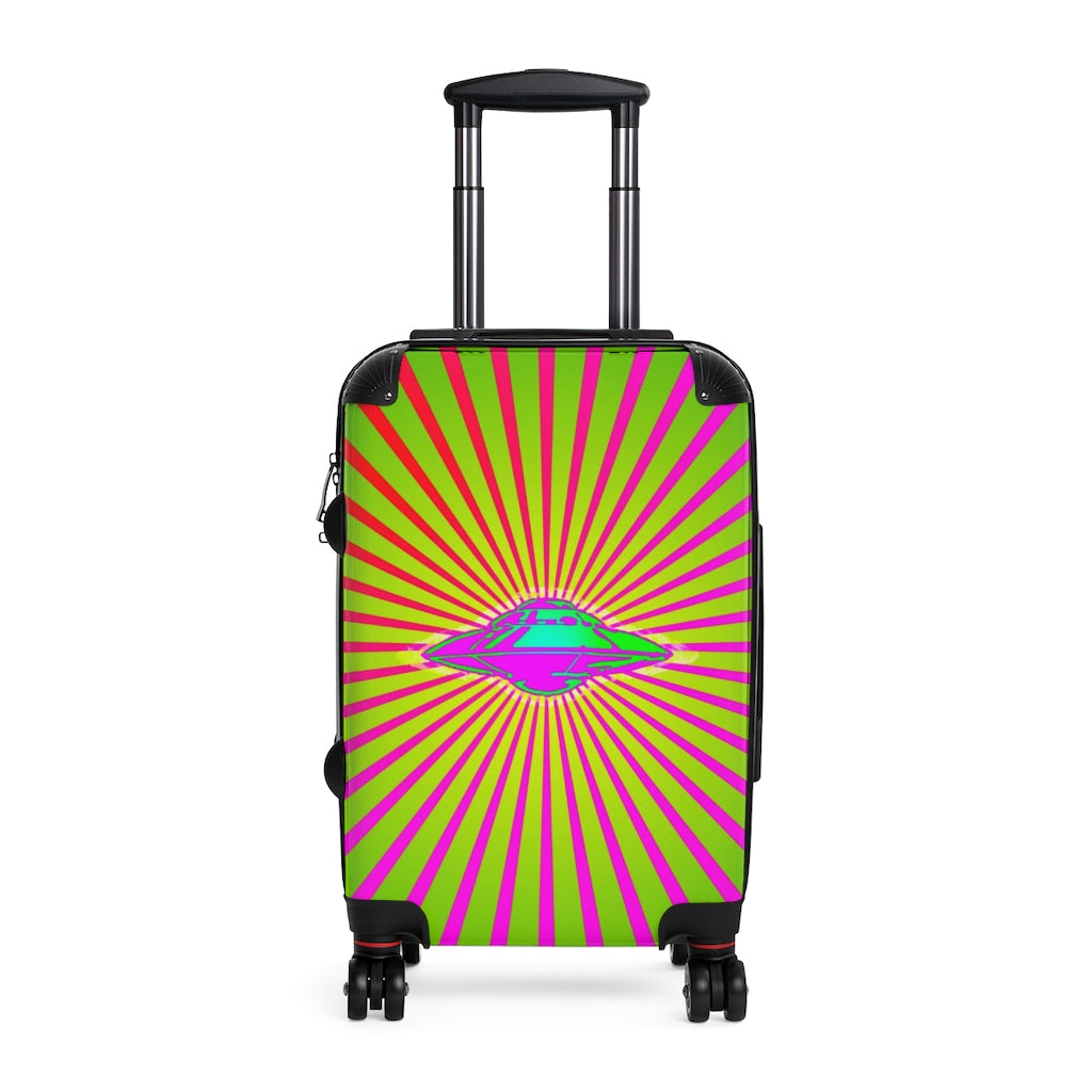Getrott Flying Saucer UFO Alien Yellow Pink Cabin Suitcases Inner Pockets Extended Storage Adjustable Telescopic Handle Inner Pockets Double wheeled Polycarbonate Hard-shell Built-in Lock