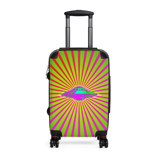 Getrott Flying Saucer UFO Alien Yellow Pink Cabin Suitcases Inner Pockets Extended Storage Adjustable Telescopic Handle Inner Pockets Double wheeled Polycarbonate Hard-shell Built-in Lock