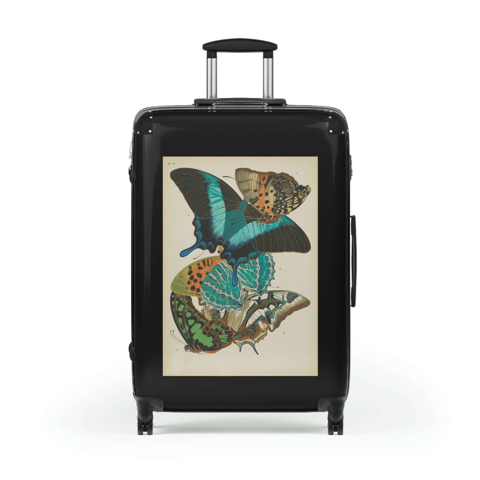 Getrott Butterflies Macrolepidopteran Rhopalocera Lepidoptera Turquoise Colors Cabin Suitcase Rolling Luggage Extended Storage Adjustable Telescopic Handle Double wheeled Polycarbonate Hard-shell Built-in Lock-Bags-Geotrott