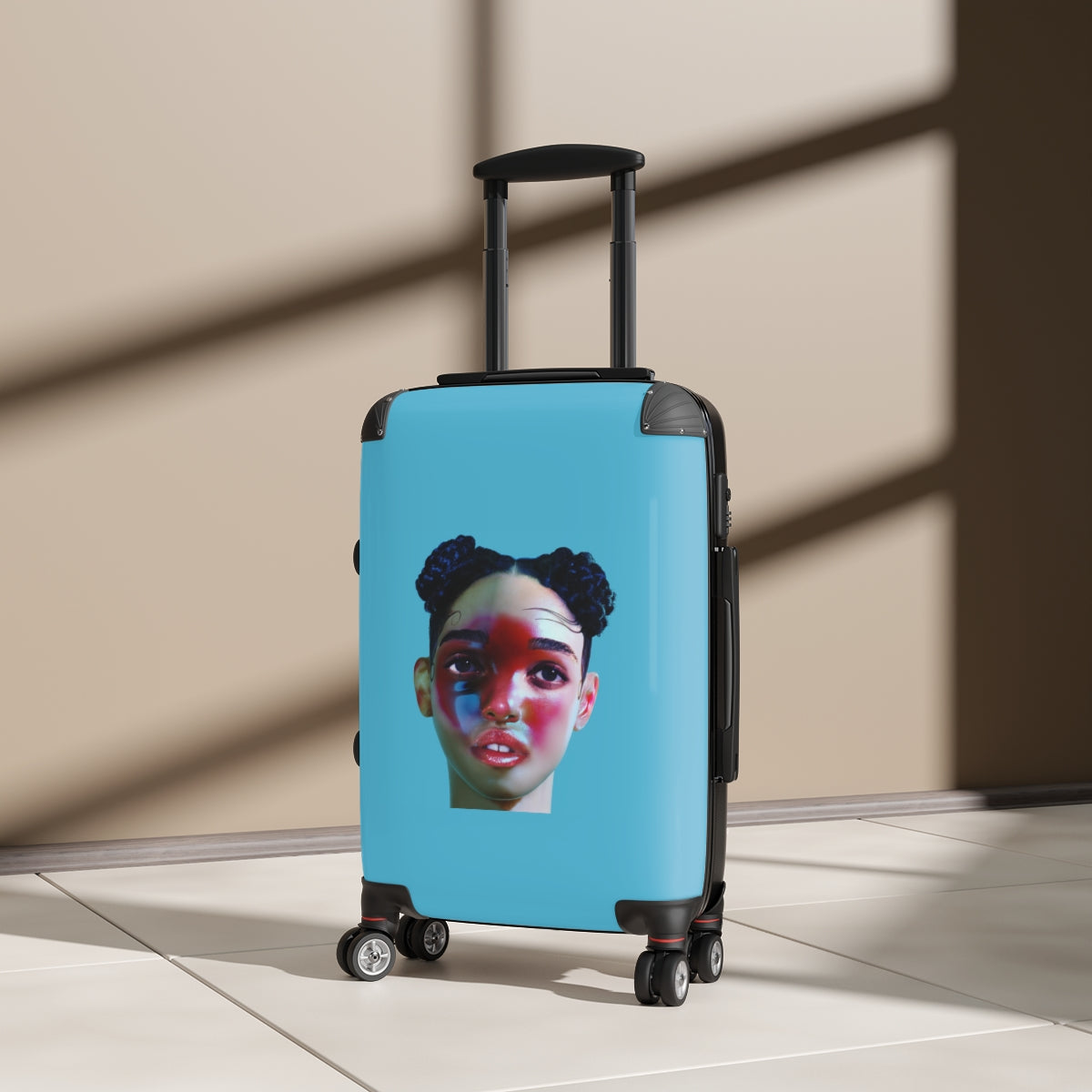 Getrott FKA Twigs LP1 2014 Blue Cabin Suitcase Extended Storage Adjustable Telescopic Handle Double wheeled Polycarbonate Hard-shell Built-in Lock-Bags-Geotrott