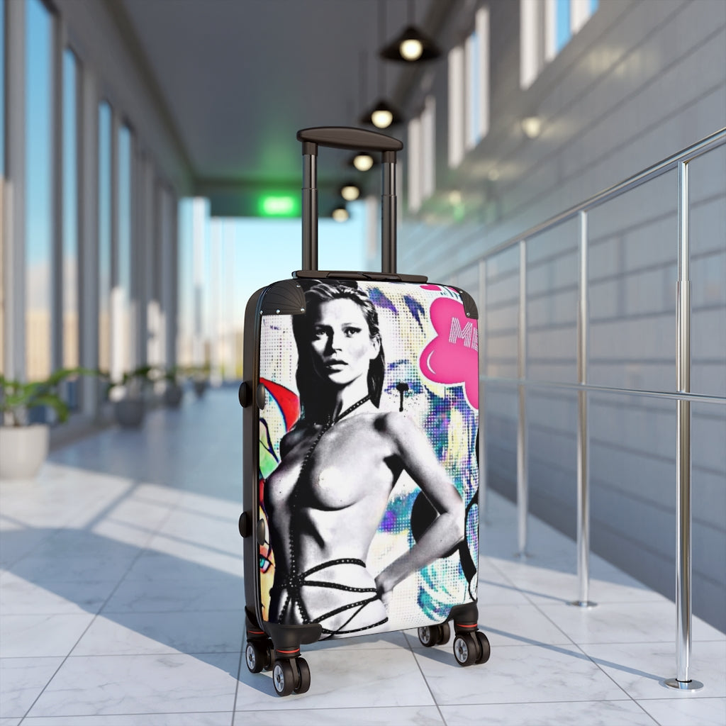 Getrott Eddy Bogaert Graffiti Art Girl Kate Moss Bunny Cabin Suitcase Extended Storage Adjustable Telescopic Handle Double wheeled Polycarbonate Hard-shell Built-in Lock-Bags-Geotrott