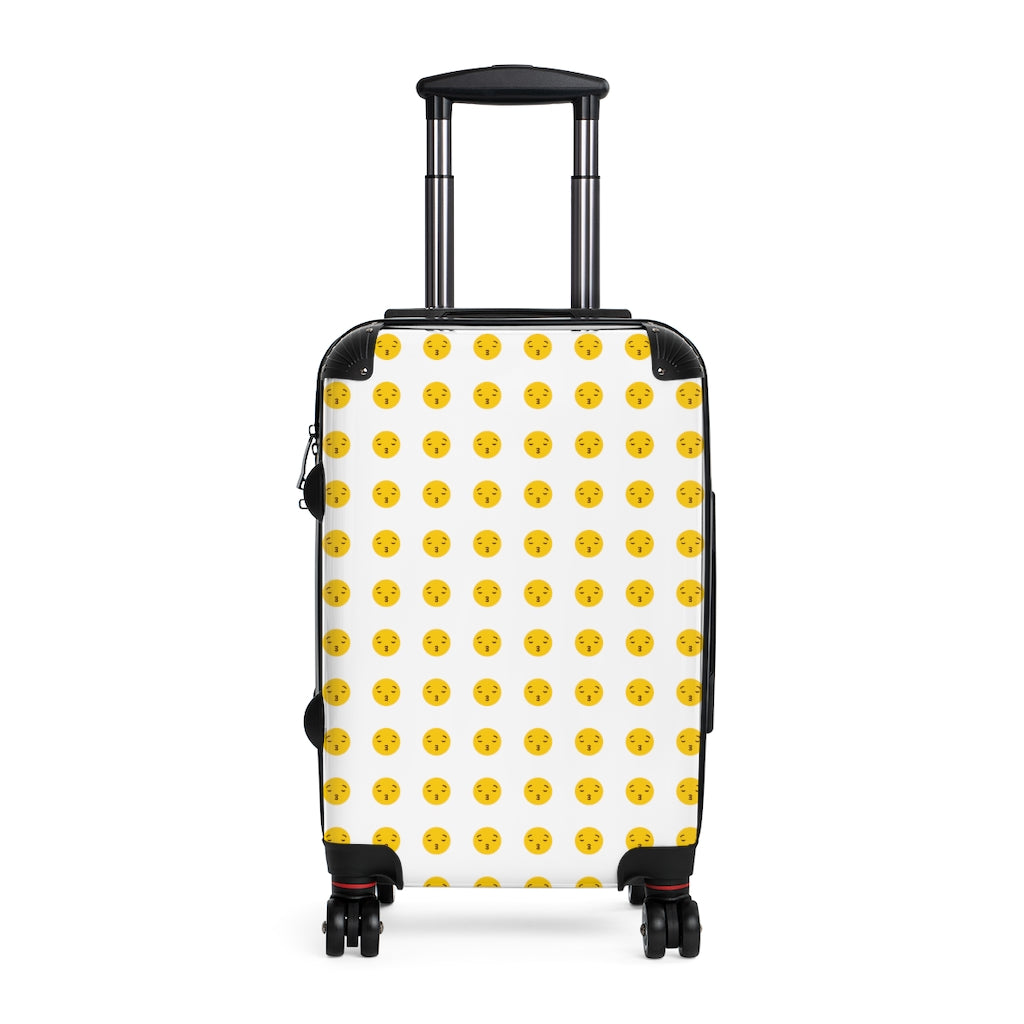 Getrott Emojis Kissing Face with Closed Eyes Cabin Suitcase Inner Pockets Extended Storage Adjustable Telescopic Handle Inner Pockets Double wheeled Polycarbonate Hard-shell Built-in Lock