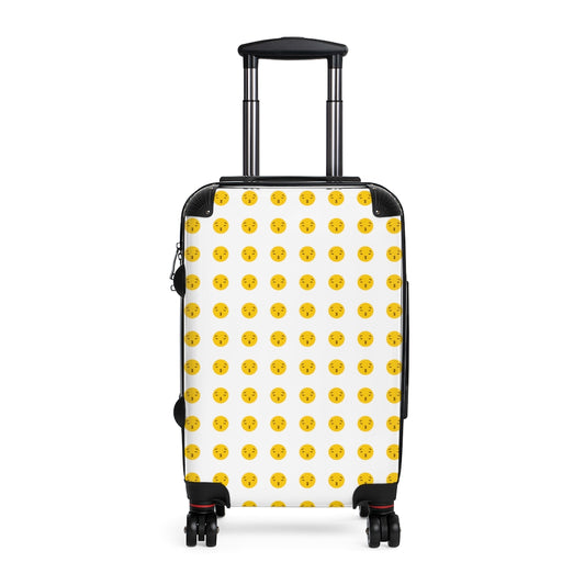 Getrott Emojis Kissing Face with Closed Eyes Cabin Suitcase Extended Storage Adjustable Telescopic Handle Double wheeled Polycarbonate Hard-shell Built-in Lock-Bags-Geotrott